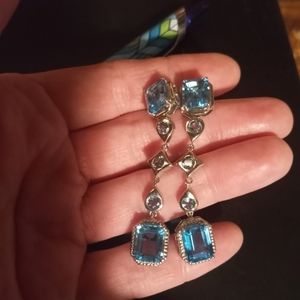 4 Trade+Blue topaz and Sterling silver dangle earrings